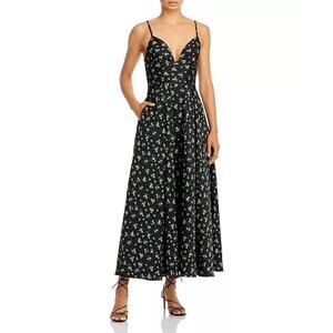 Sau Lee Ada Floral Midi Dress - 10 Black